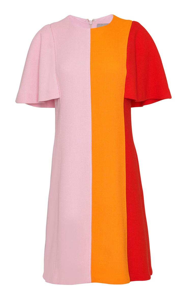 Moda Operandi Lela Rose Flutter Sleeve Wool-blend Tunic Dress