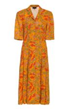 Saloni Eddie Button-embellished Printed Midi Dress
