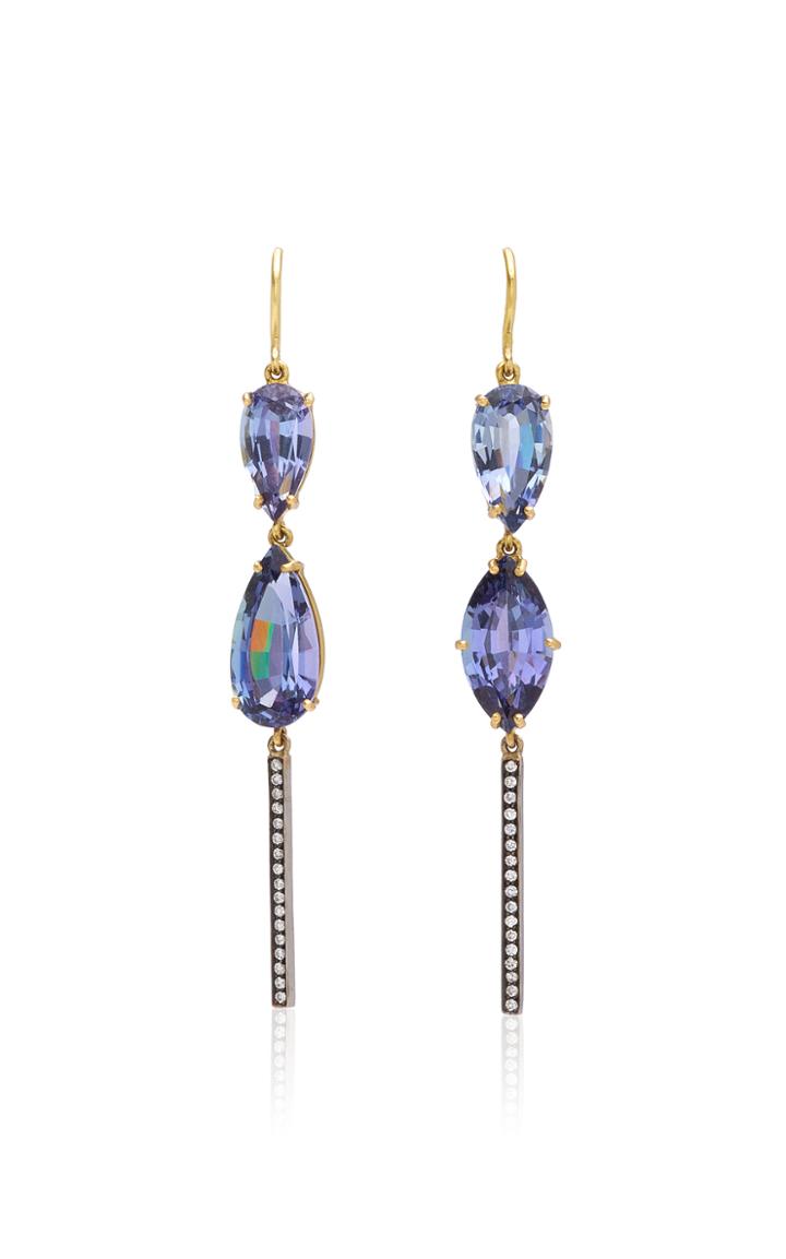 Moda Operandi Sylva & Cie One Of A Kind 18k Yellow Gold And Tanzanite Earrings