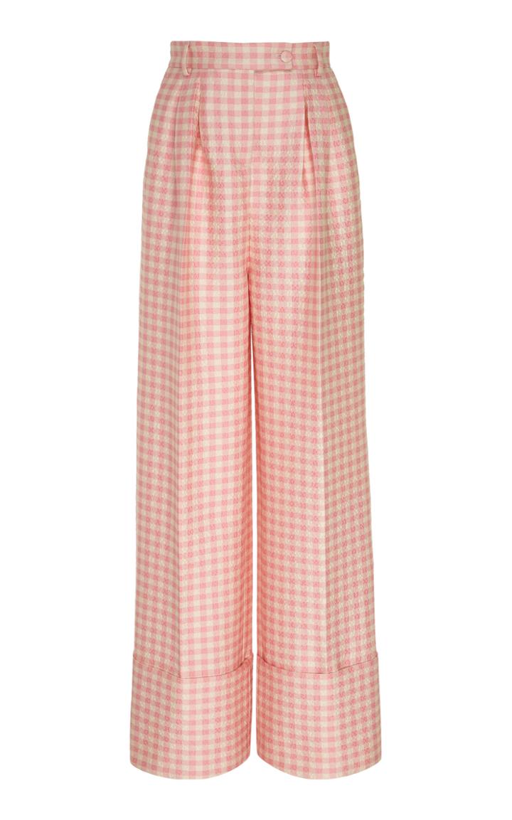 Emilia Wickstead Gingham High-waisted Crepe Pants