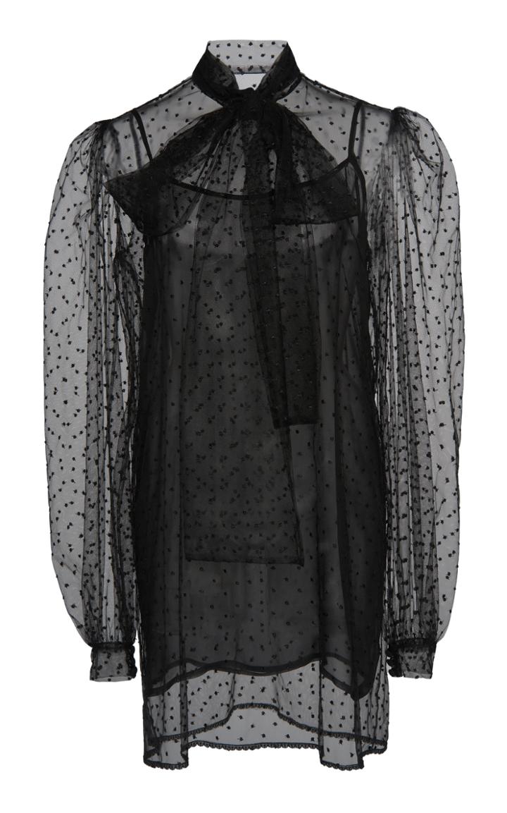 Costarellos Embroidered Tulle Blouse