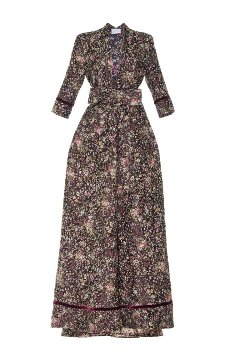 Luisa Beccaria Floral Brocade Full Length Dress