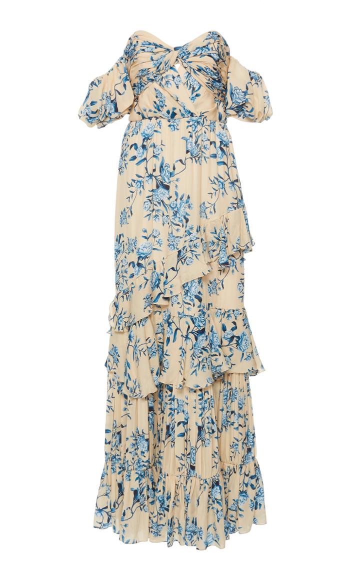 Johanna Ortiz Drapes Of Solitude Off-shoulder Silk Georgette Dress