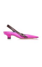 Victoria Beckham Solar Leather-trimmed Satin Slingback Pumps