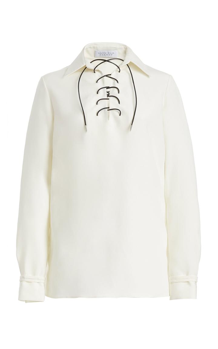 Moda Operandi Gabriela Hearst Blair Lace-up Silk-wool Crepe Top