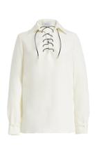 Moda Operandi Gabriela Hearst Blair Lace-up Silk-wool Crepe Top