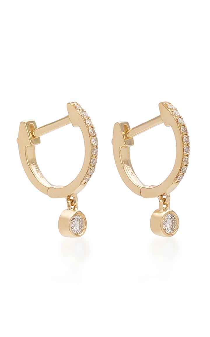 Ef Collection 14k Yellow-gold Single Diamond Teardrop Drop Earring
