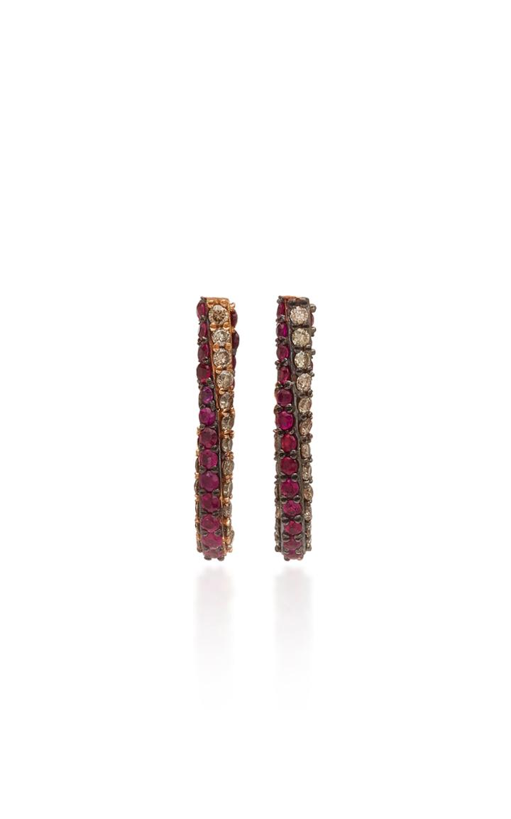 Tullia 14k Rose Gold Ruby And Diamond Earrings