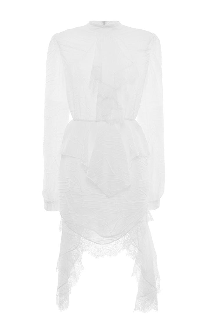 Francesco Scognamiglio Long Sleeve Crinkle Chiffon Dress