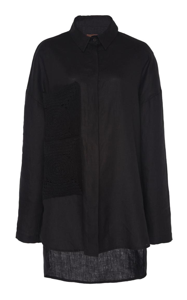 Moda Operandi Albus Lumen Sar Crochet-knit Detailed Linen Top Size: 6