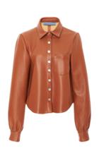 Jonathan Cohen Max Faux-leather Button-up Top