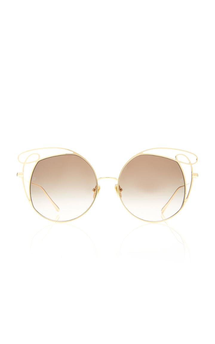 Linda Farrow Oversized Cat-eye Metal Sunglasses