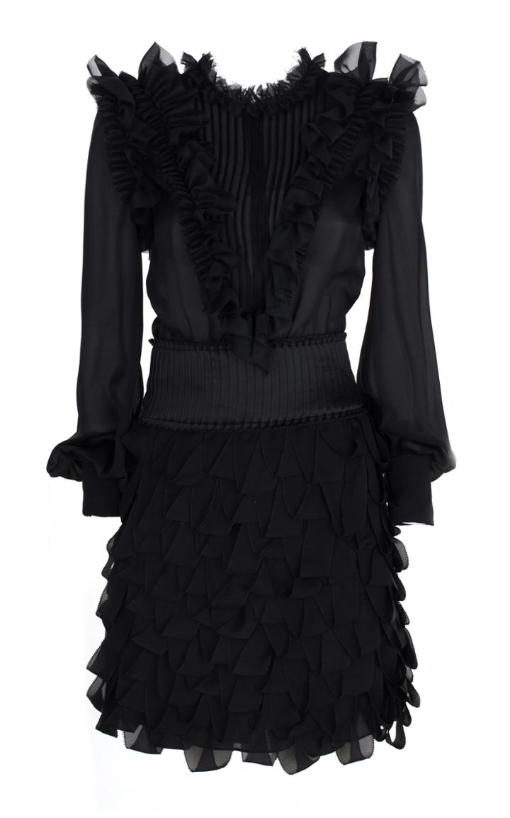 Genny Black Ruffle Mini Dress