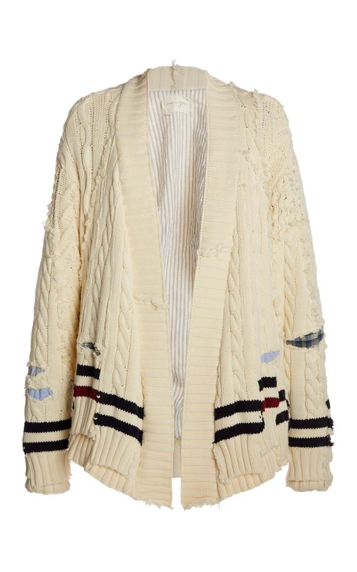 Moda Operandi Greg Lauren Cable Knit Scrapwork Kimon Cardigan