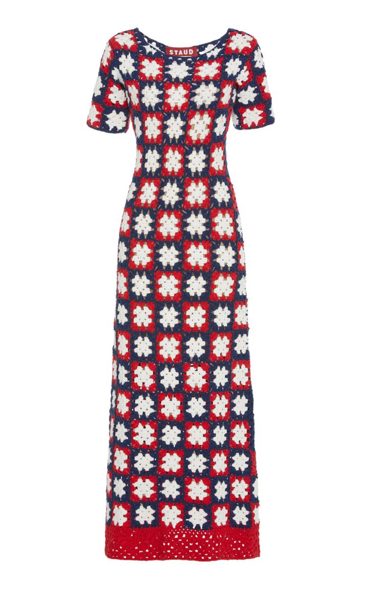 Staud Mare Crocheted Cotton Maxi Dress