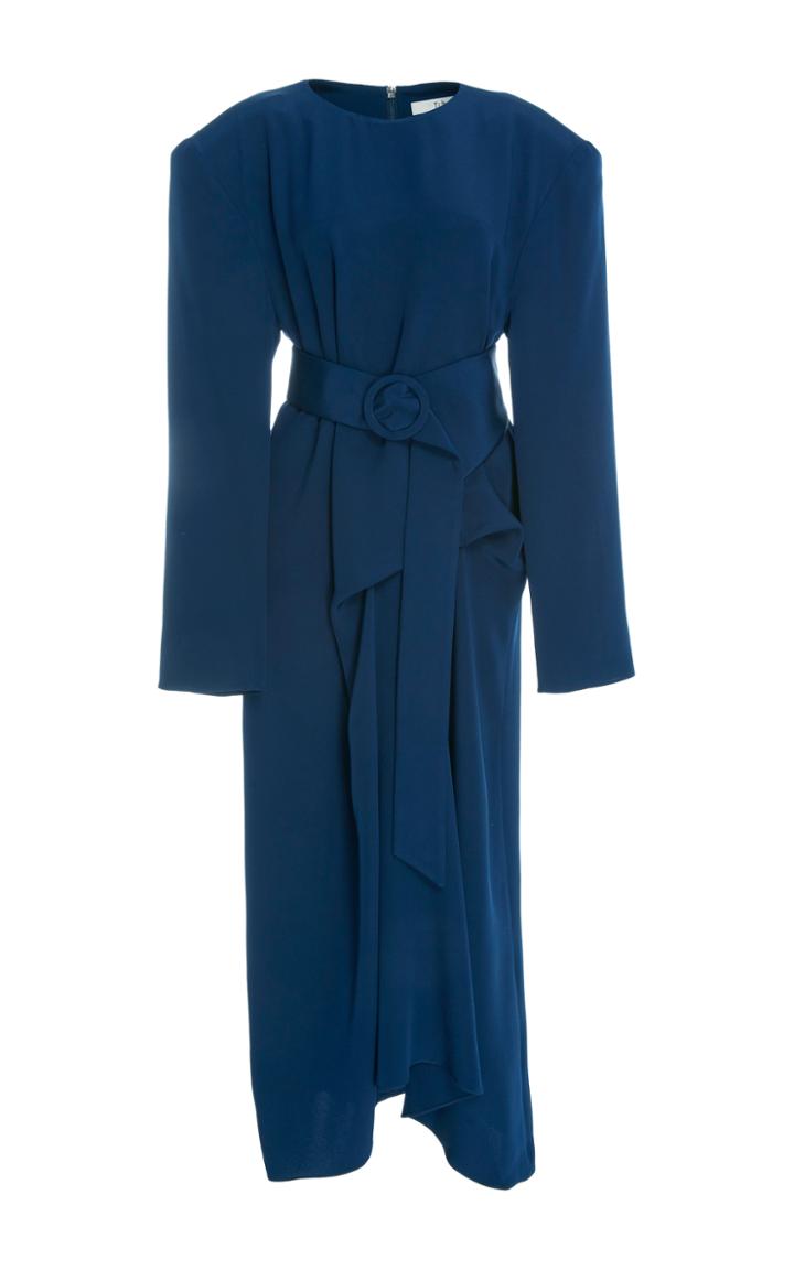 Tibi Belted Silk Midi Dress