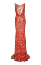Naeem Khan Floral Metallic-trim Sleeveless Gown
