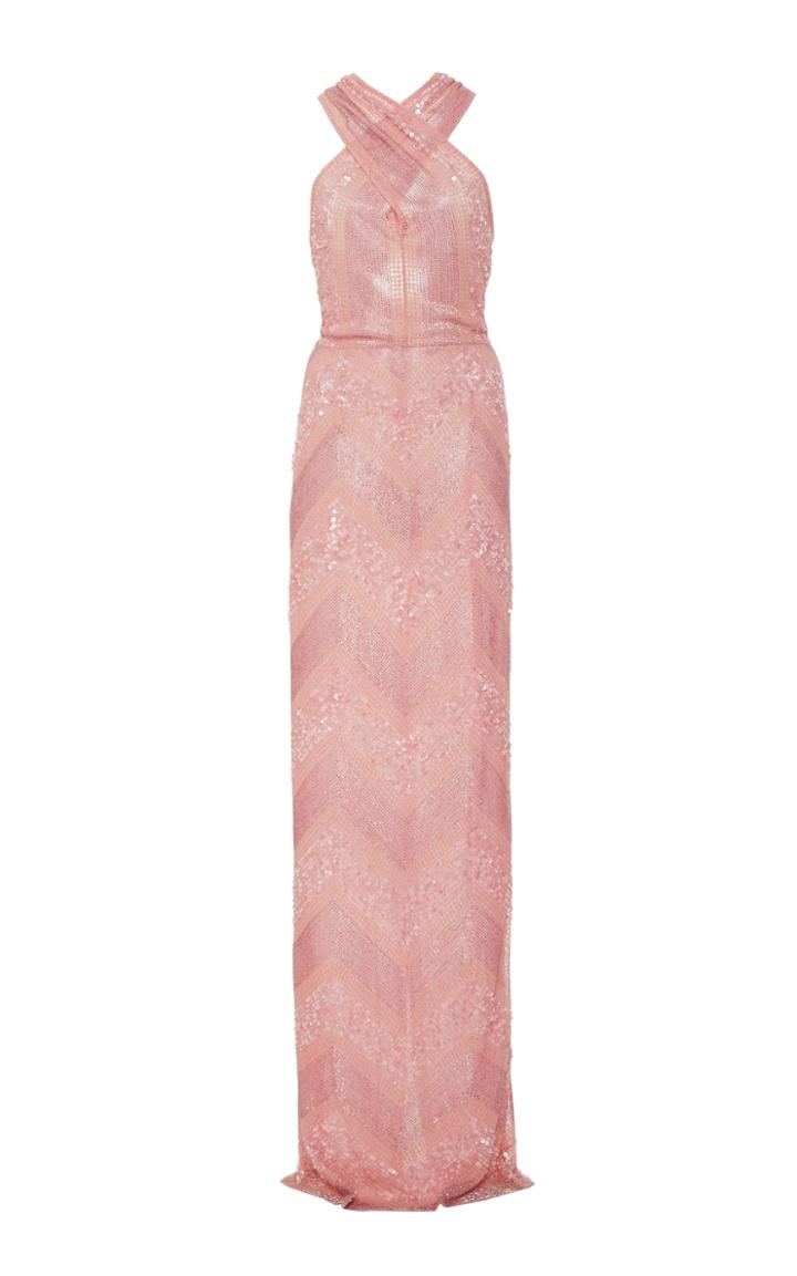 Moda Operandi Naeem Khan Sequin Embellished Halter Gown Size: 2