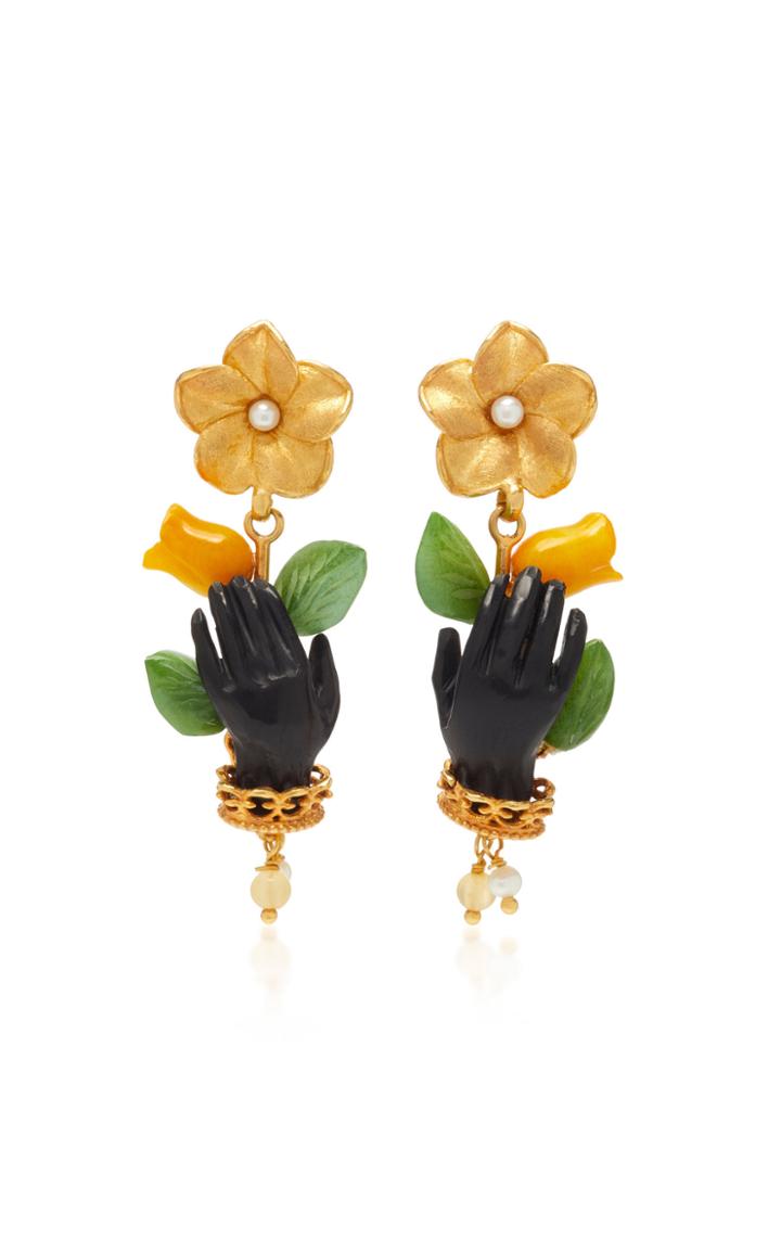 Of Rare Origin Yellow Tagua And Ebony Bud Earrings