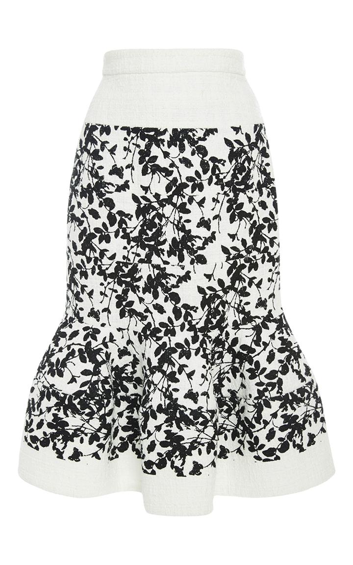 Carolina Herrera Floral Ruffled Hem Skirt