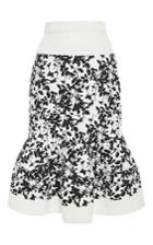 Carolina Herrera Floral Ruffled Hem Skirt
