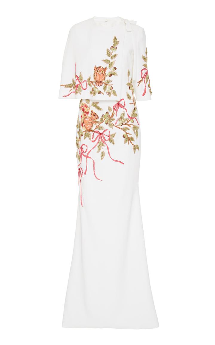 Georges Hobeika Sequin And Bead Embroidered Cape Dress