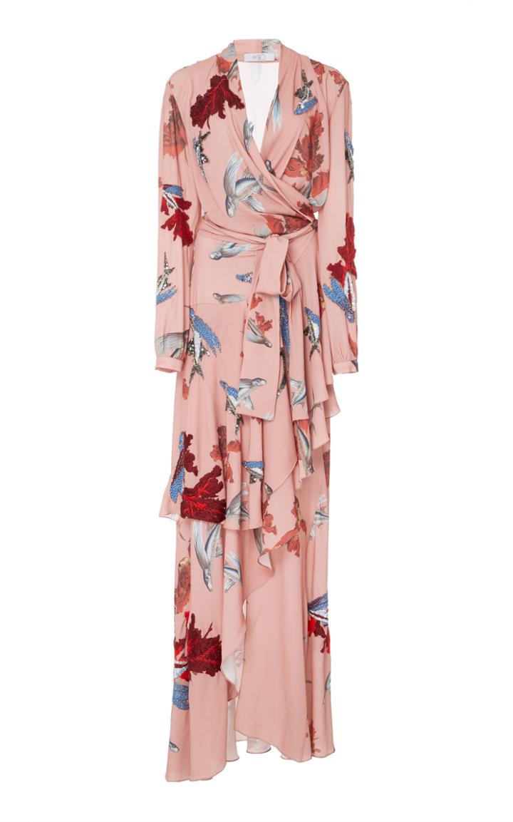 Patbo Fish Print Maxi Wrap Dress