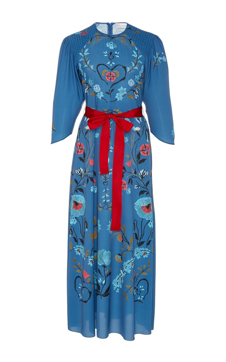 Red Valentino Floral Printed Silk Dress