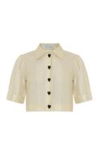 George Keburia Cropped Silk Hearts Shirt