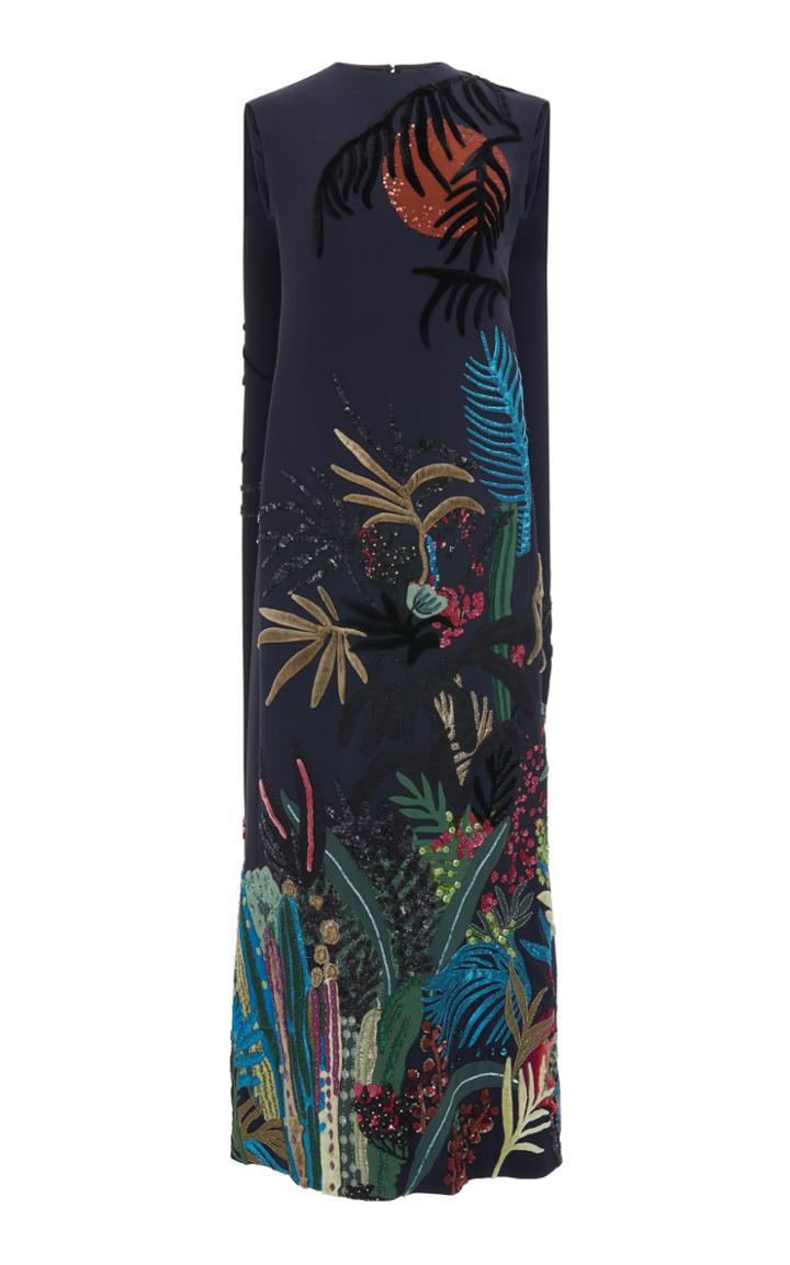 Moda Operandi Valentino Beaded Silk Column Maxi Dress Size: 36