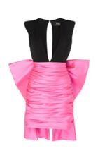 Paule Ka Ruched Duchess Satin Mini Dress