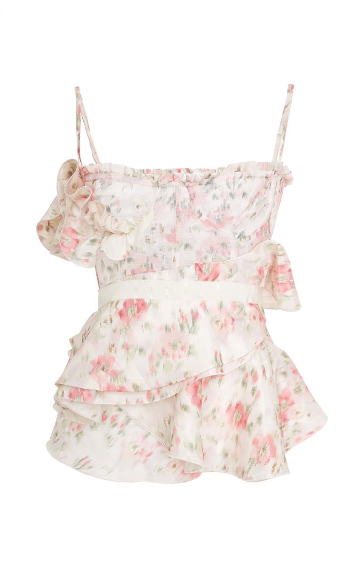 Brock Collection Tori Cherry Blosson Silk Jacquard Top