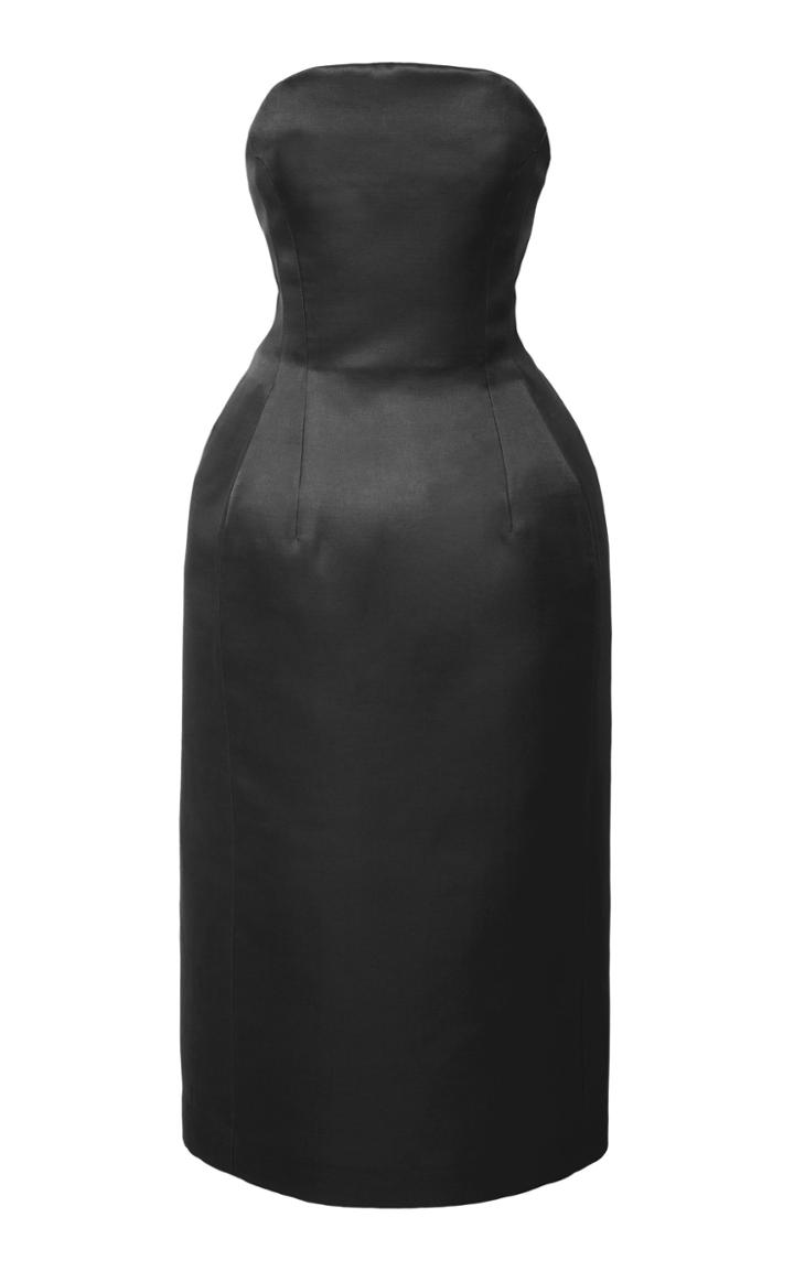Marina Moscone Sculpted Peplum Midi Dress