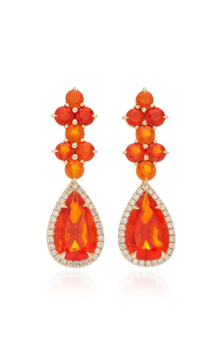 Katherine Jetter One-of-a-kind Long Fire Opal Drop Earrings