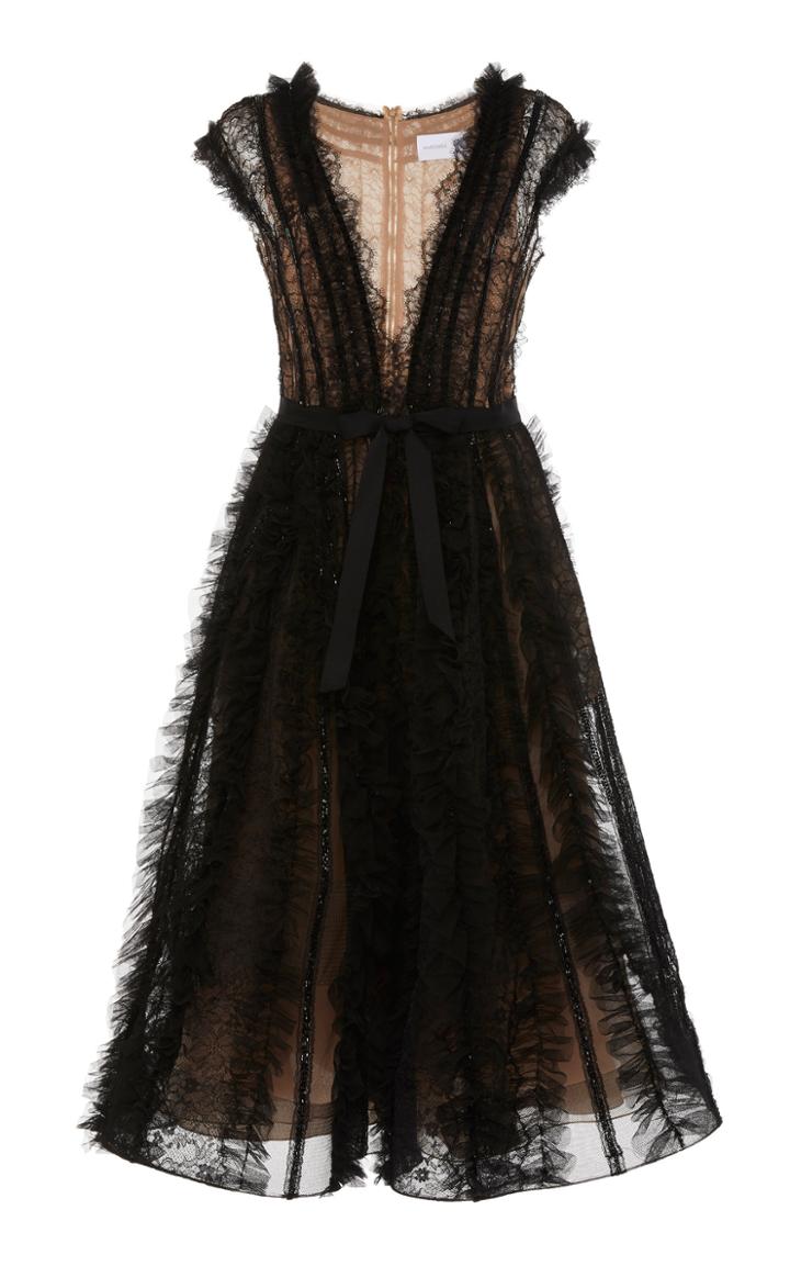 Marchesa A-line Tulle Midi Dress