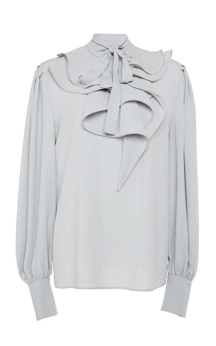 Moda Operandi Alberta Ferretti Crepe De Chine Blouse With Ruffle