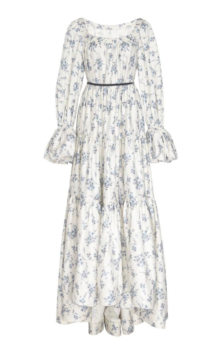 Marc Jacobs Floral-print Pleated Crepe De Chine Dress
