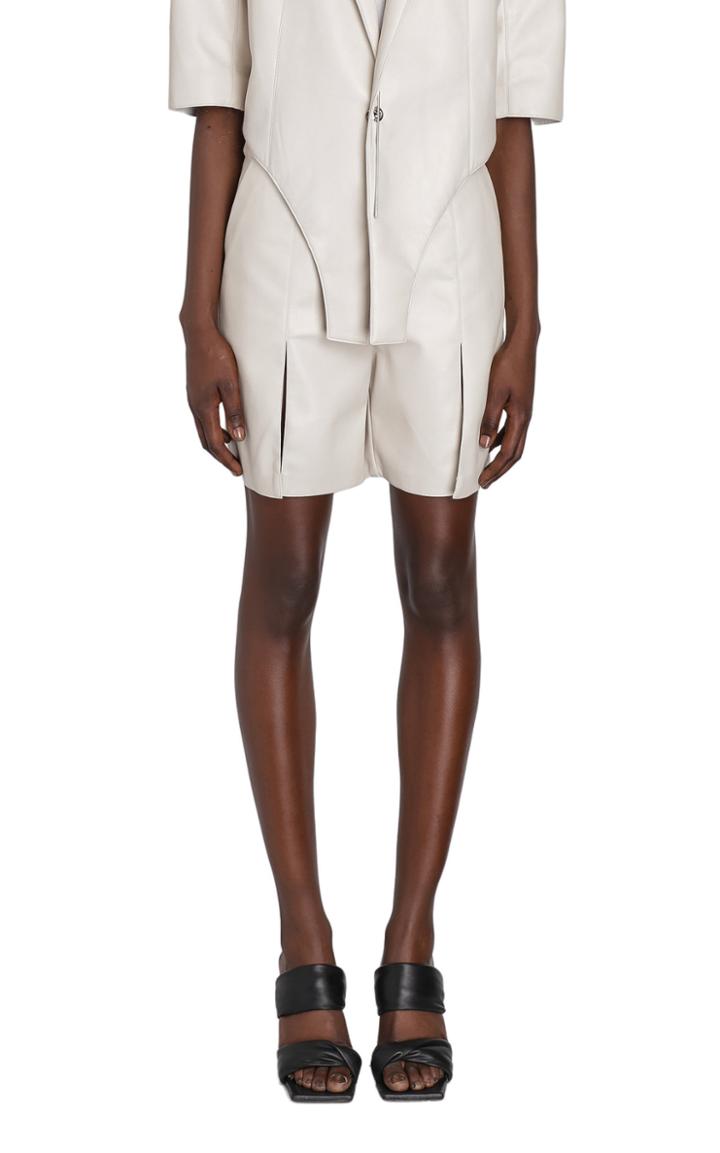 Moda Operandi Boyarovskaya Slit Faux Leather Shorts