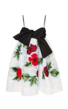 Carolina Herrera Bow-detailed Floral-embroidered Lace Mini Dress