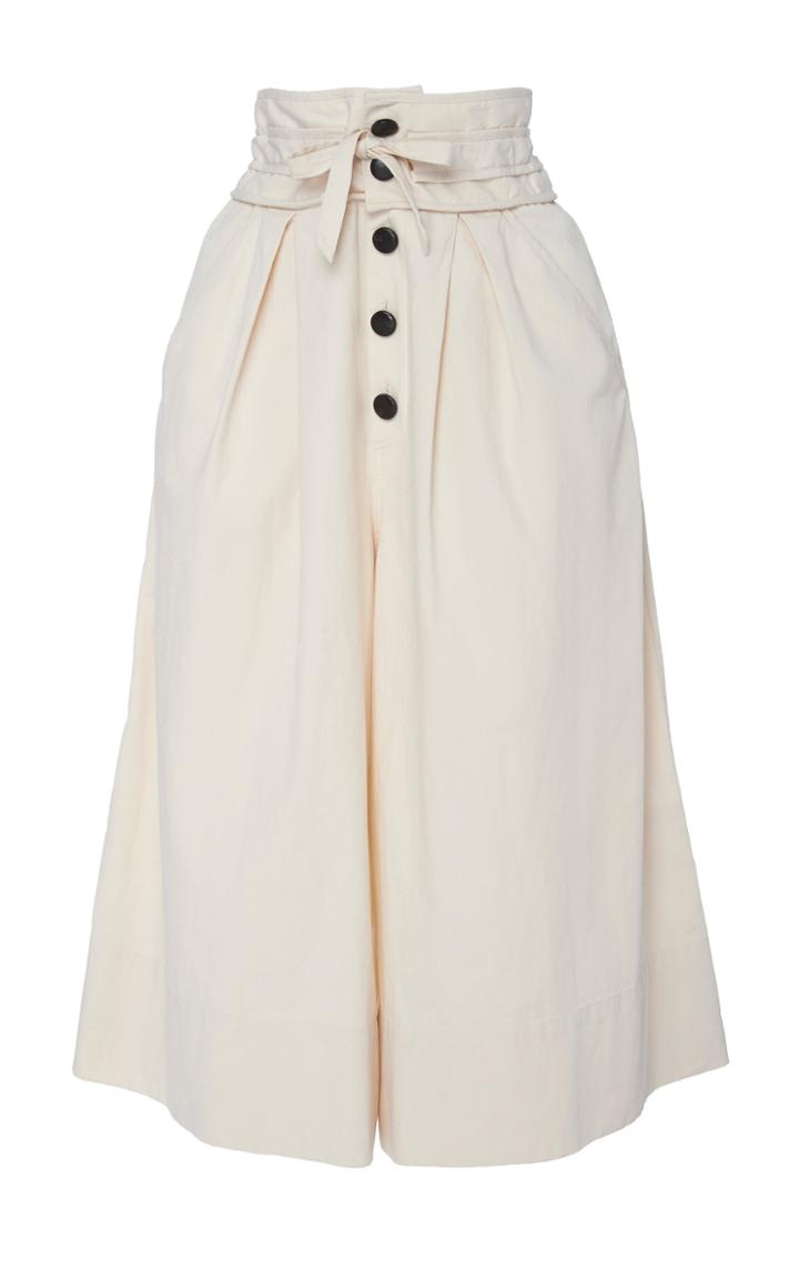 Sea Button Up Wide Leg Cropped Pants