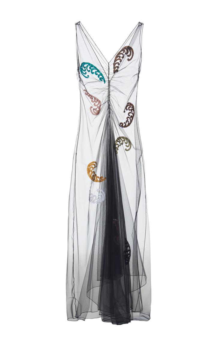 Attico Penelope Embroidered Tulle Dress