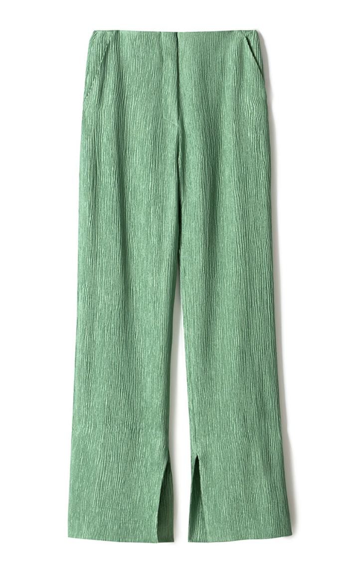Moda Operandi Nanushka Tabbie Metallic Plisse Straight-leg Pants