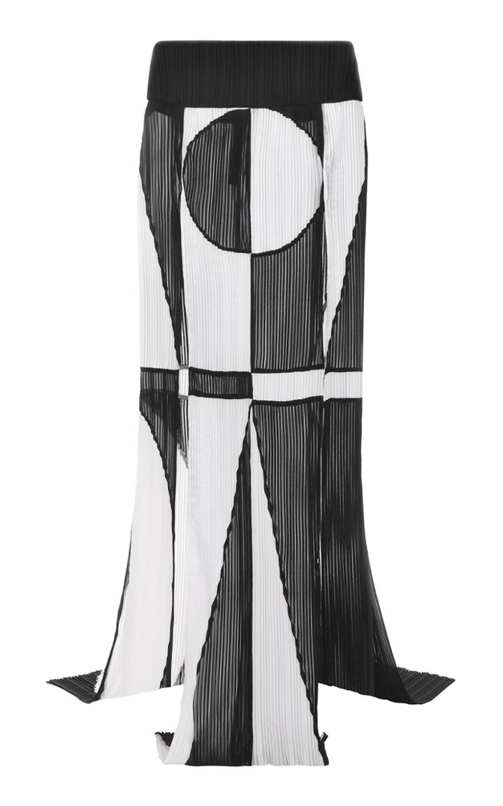 Moda Operandi Balmain Two-tone Pleated Jersey Maxi Skirt Size: 38