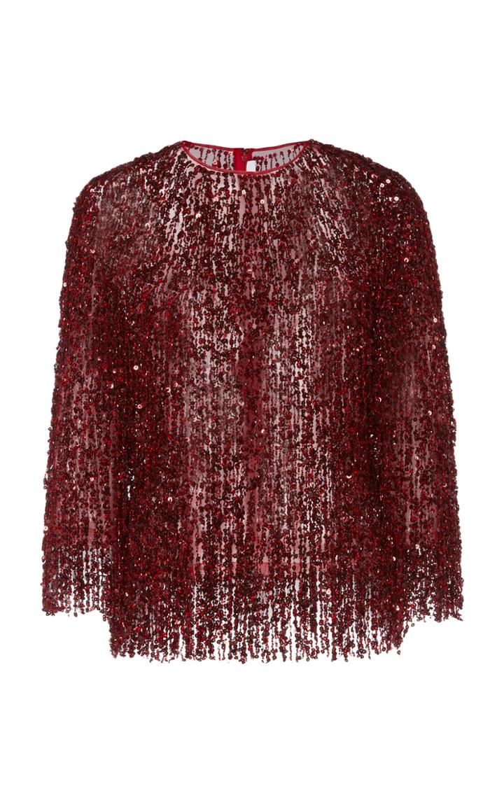 Naeem Khan Fringed Sequined Blouse