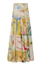 Rosie Assoulin Pleated Printed Cotton-poplin Maxi Skirt Size: 4