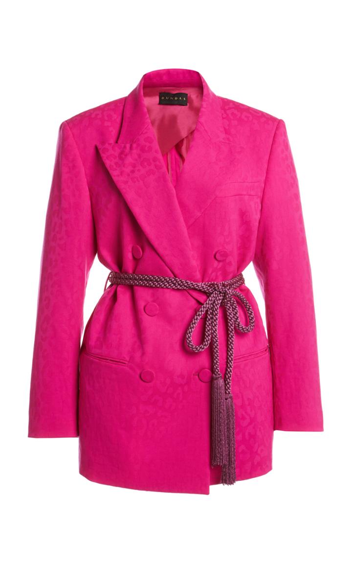 Moda Operandi Dundas Belted Leopard Jacquard Double-breasted Blazer