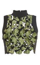 David Koma Embellished Lace Sleeveless Cropped Top