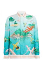 Casablanca Printed Silk Button-front Shirt