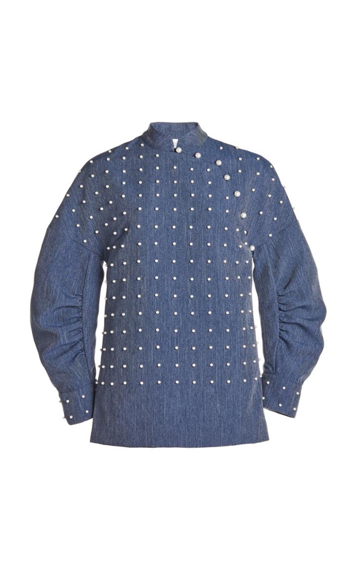 Moda Operandi Huishan Zhang Leda Embellished Chambray Top