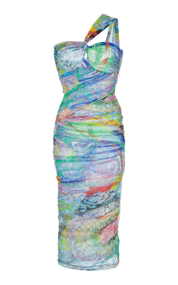 Versace Ruched Tulle Midi Dress